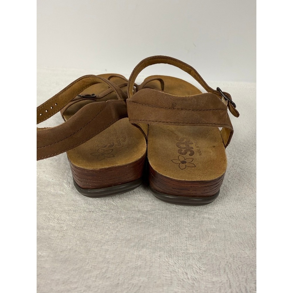 SAS Leather Strappy Sandals Brown Adjustable Buckle Comfort Women's 9N - Picture 4 of 7